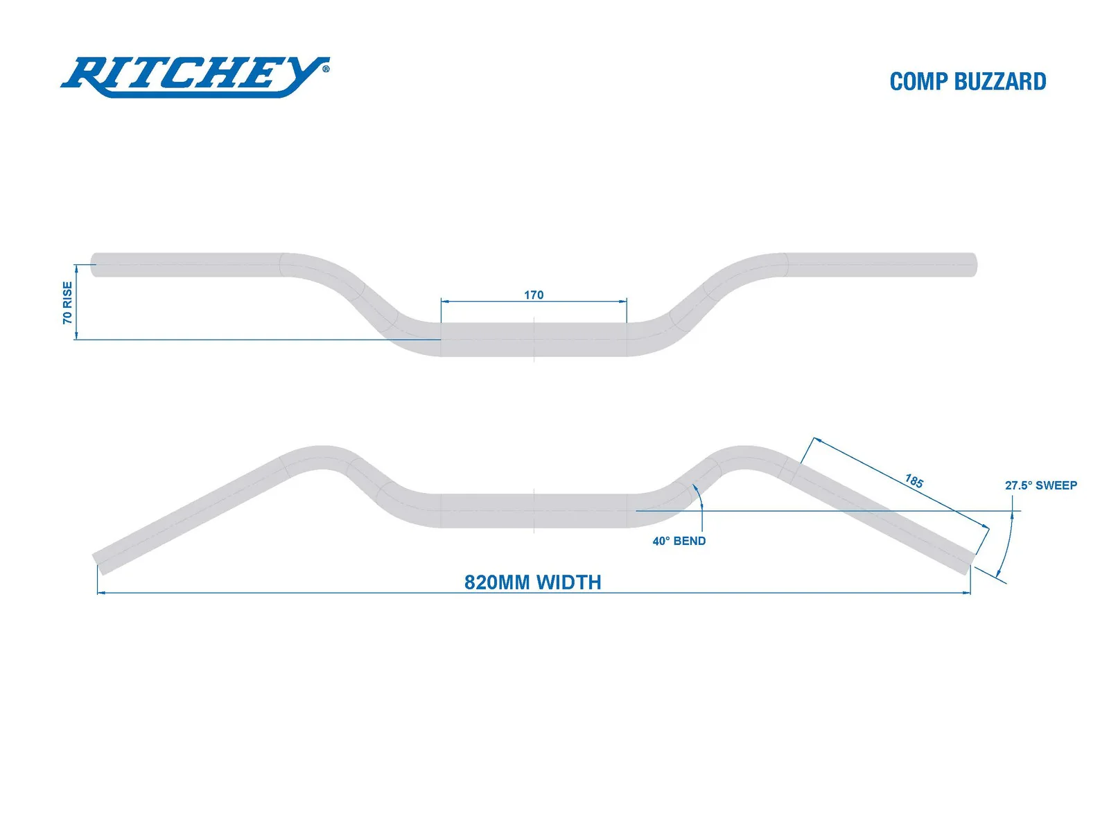 Ritchey Bar Comp Buzzard BB Black 820mm / 70mm rise 27d - Image 4
